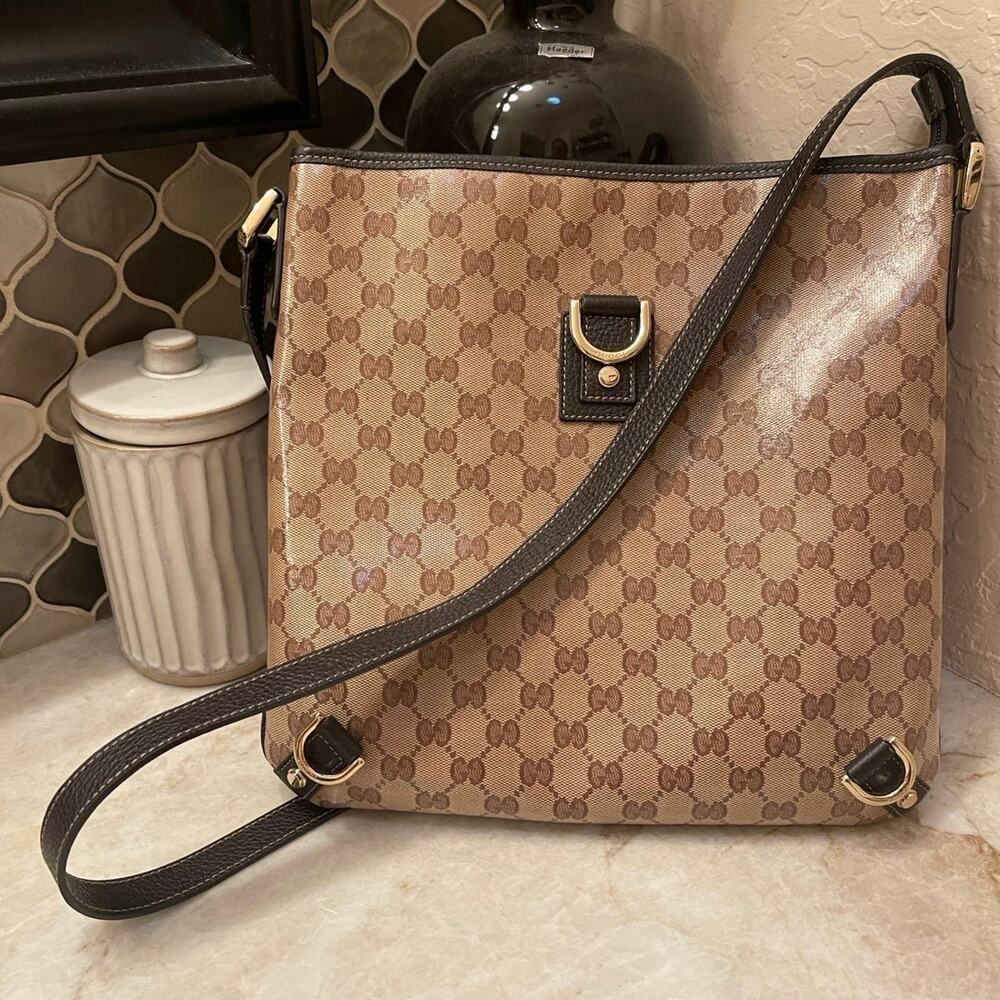 Gucci Brown Abbey D-Ring Hobo GG Canvas crossbody Bag